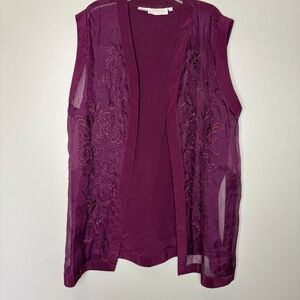 Campagnie Internationale Express 100%‎ Silk Cardigan Blouse Large Purple Vintage
